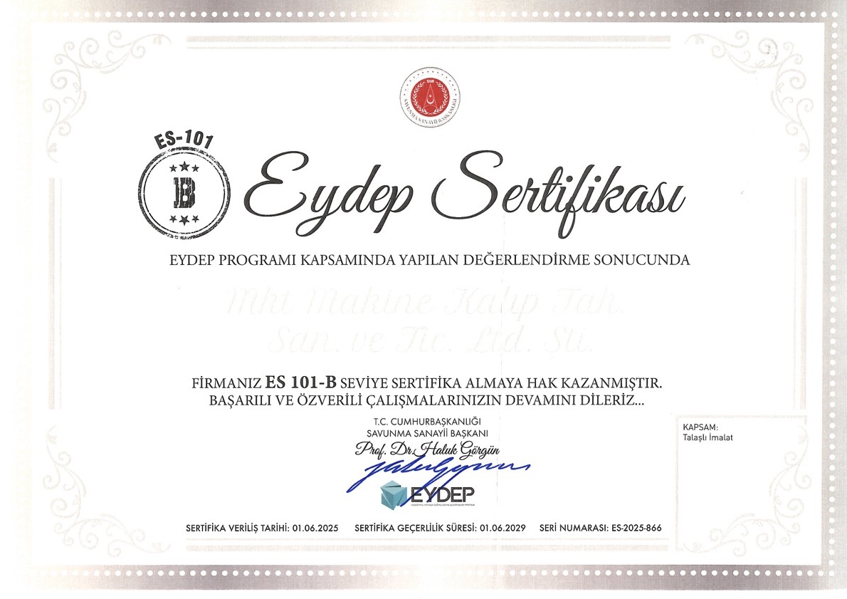 EYDEP Sertifikası